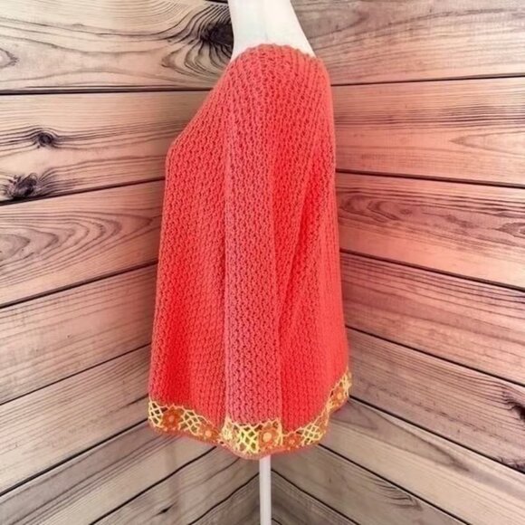 Vintage Y2K Pink & Yellow Floral Crochet Top - Picture 5 of 6